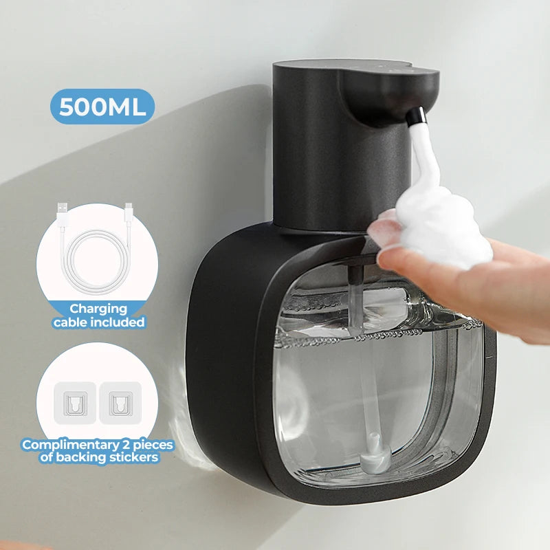 Automatic Soap Dispenser: Wall-Mount, Foam, 500ml, Rechargeable