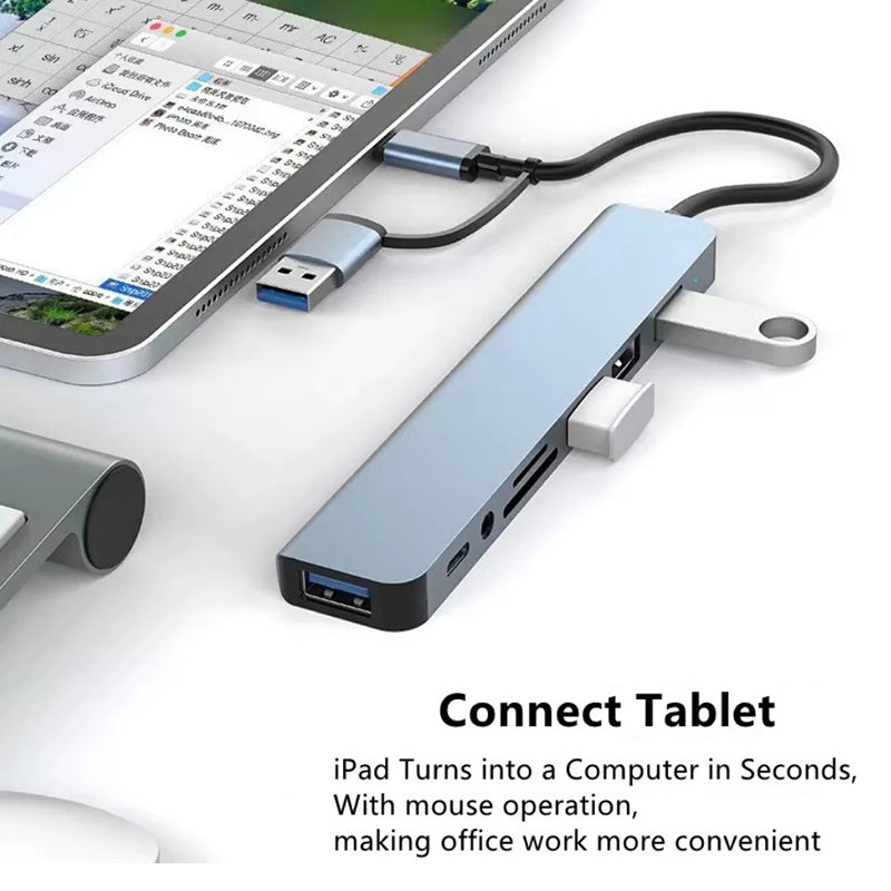 USB Splitter C Hub 8-in-1: MacBook USB Splitter & Card Reader