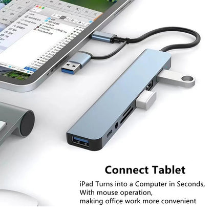USB Splitter C Hub 8-in-1: MacBook USB Splitter & Card Reader