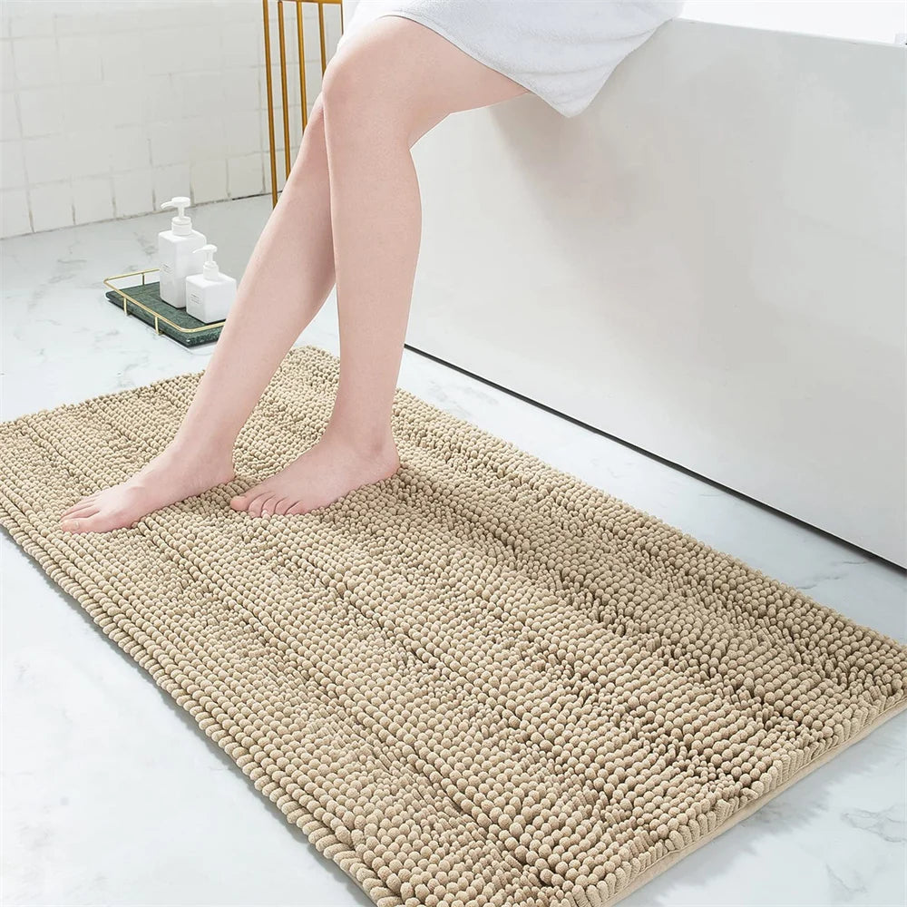 Non-Slip Chenille Bathroom Rug - Fluffy Shag Mat by Olanly