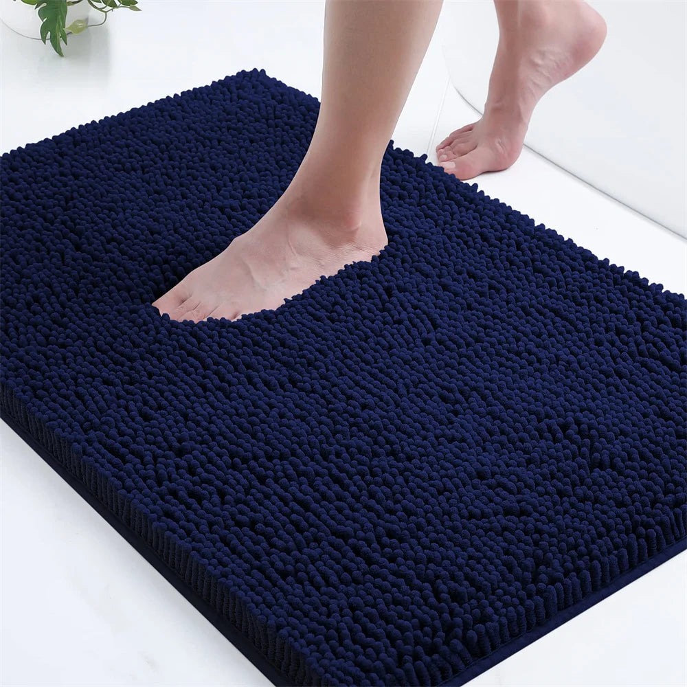 Non-Slip Chenille Bathroom Rug - Fluffy Shag Mat by Olanly