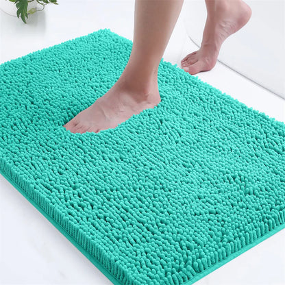 Non-Slip Chenille Bathroom Rug - Fluffy Shag Mat by Olanly