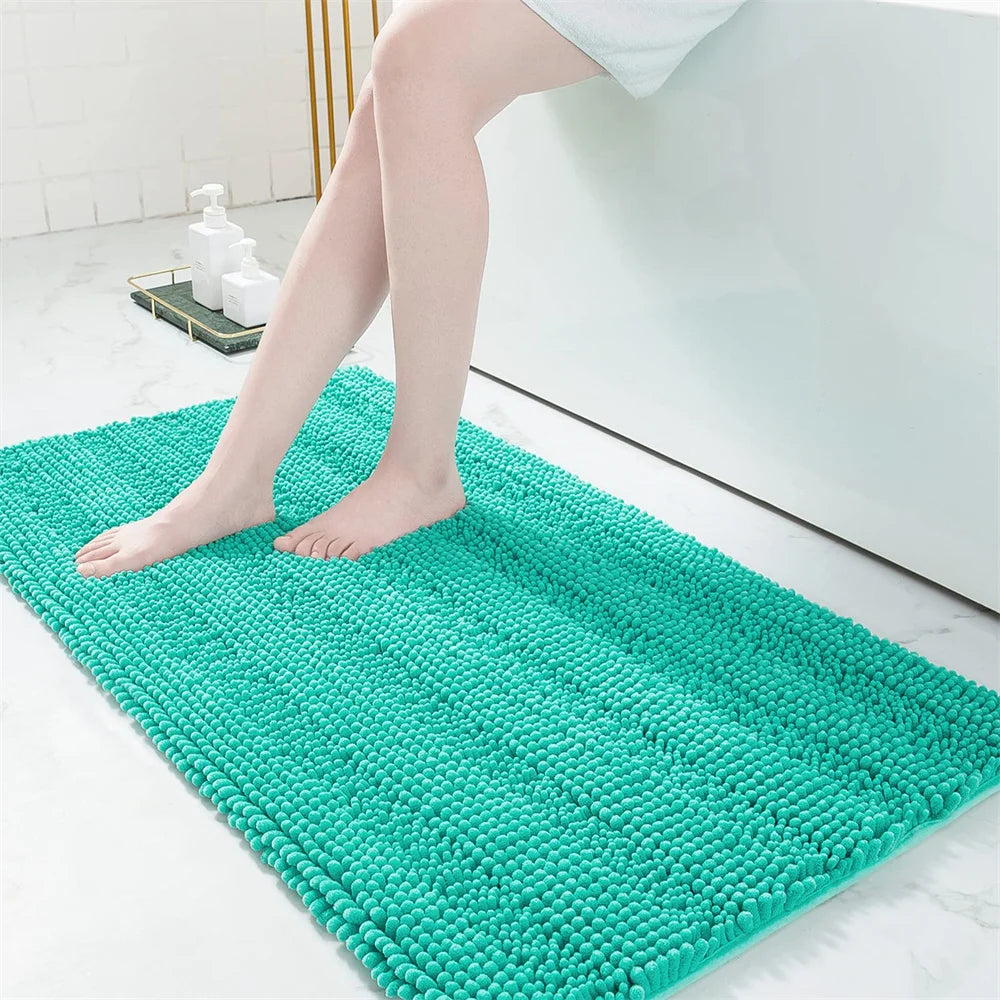 Non-Slip Chenille Bathroom Rug - Fluffy Shag Mat by Olanly