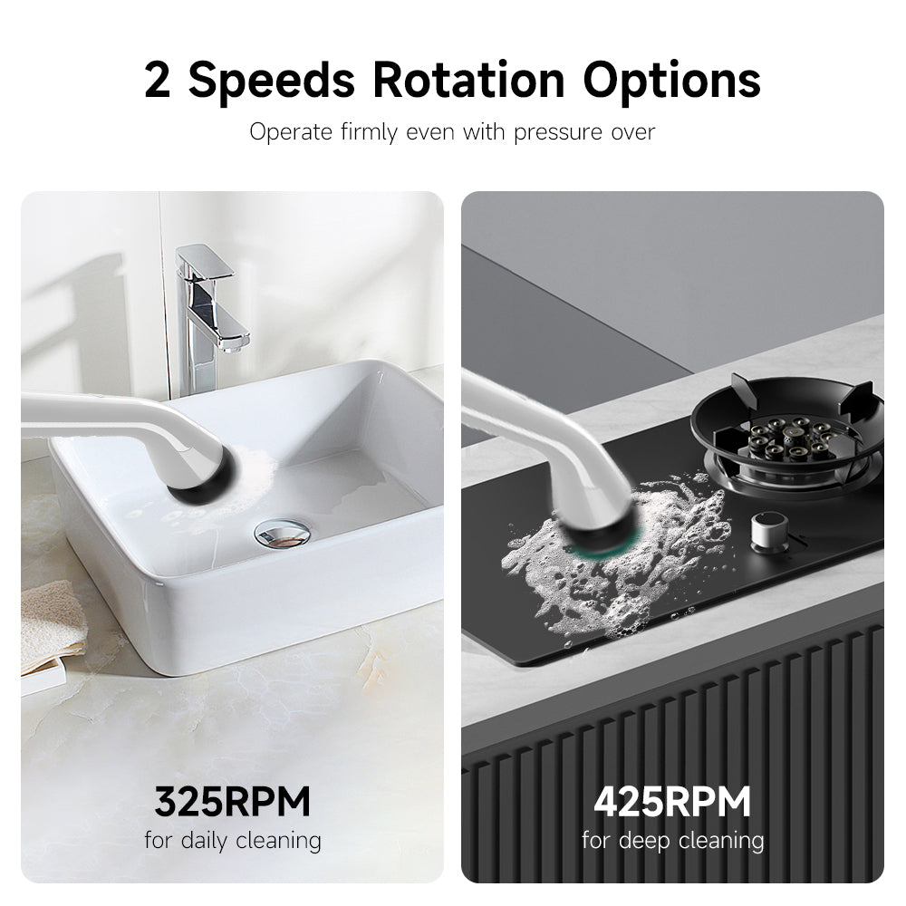 Electric Spin Scrubber with 8 Brush Heads & Extension Handle