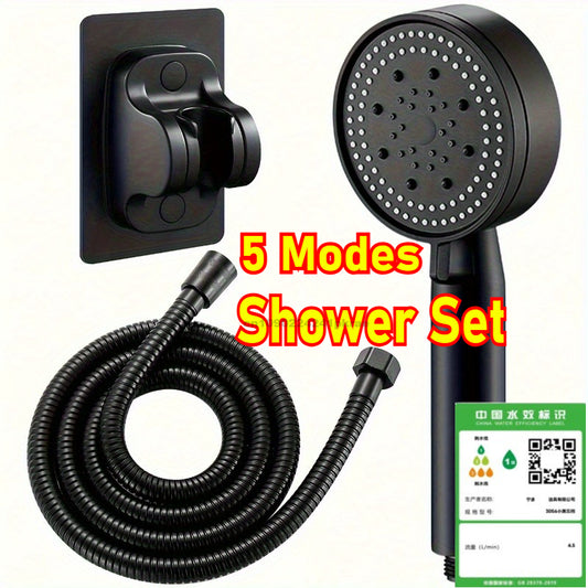 High-Pressure Handheld Shower Head - 5 Modes & Hose