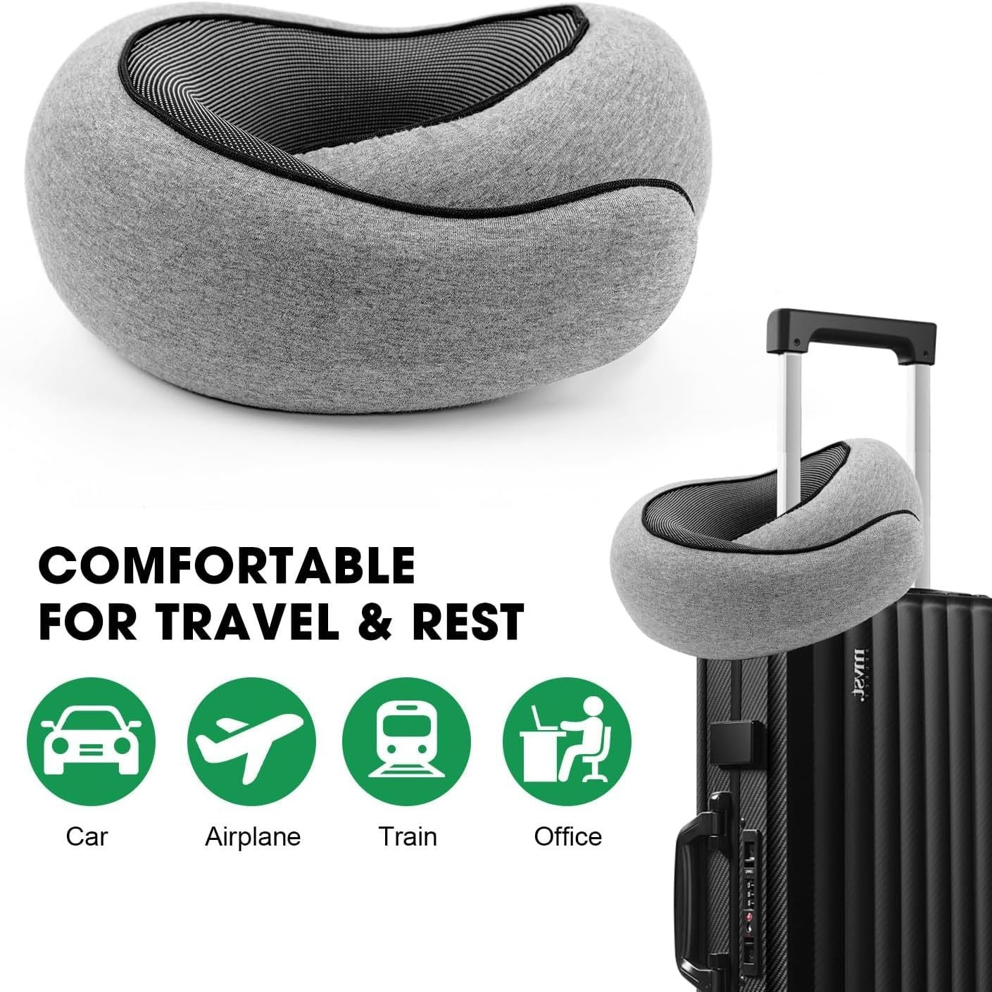 Memory Foam Travel Neck Pillow - Adjustable & Portable Comfort