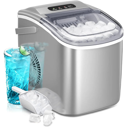 Portable Ice Maker 26Lbs/Day - 9 Bullet Ice in 7 Mins