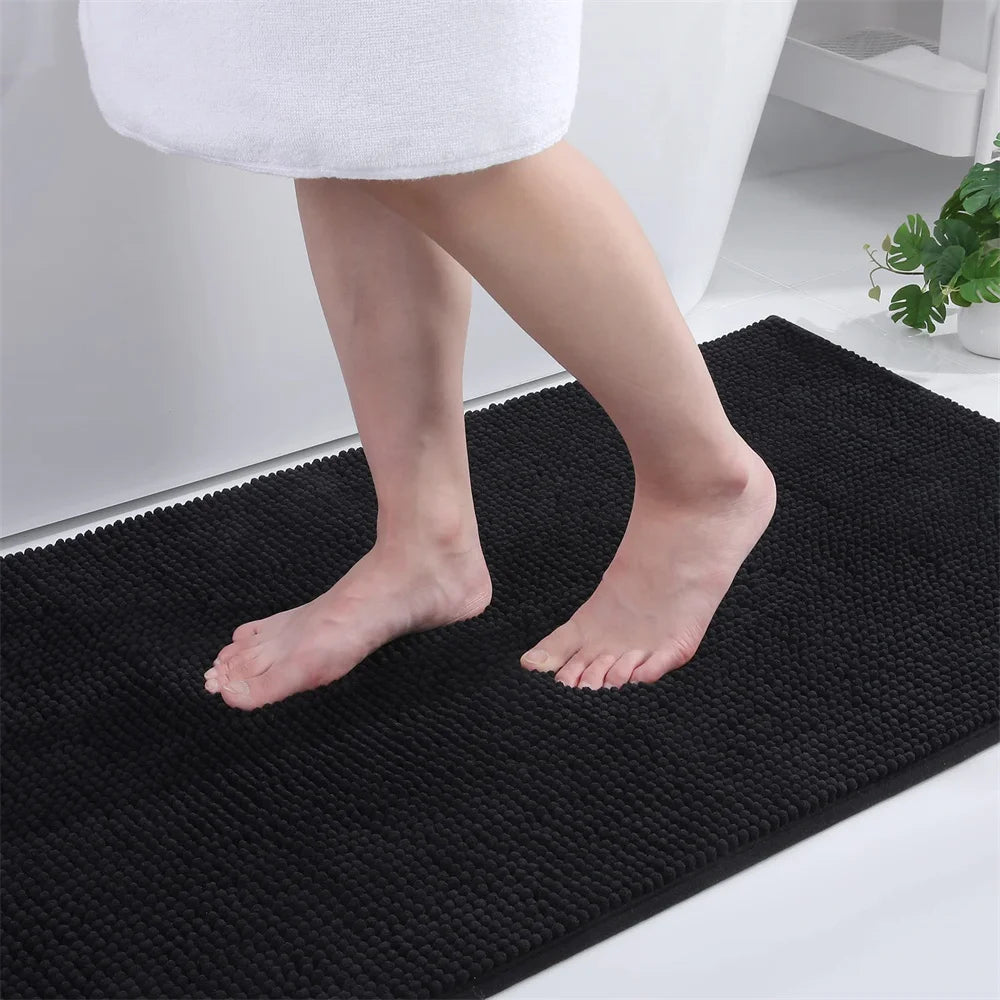 Non-Slip Chenille Bathroom Rug - Fluffy Shag Mat by Olanly