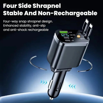 120W Car Charger 5IN1 Retractable Fast Adapter for iPhone Samsung