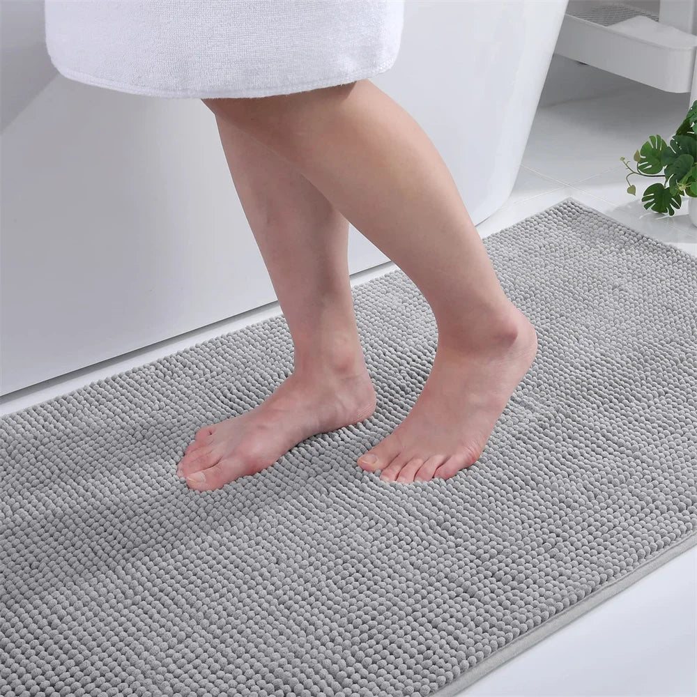 Non-Slip Chenille Bathroom Rug - Fluffy Shag Mat by Olanly