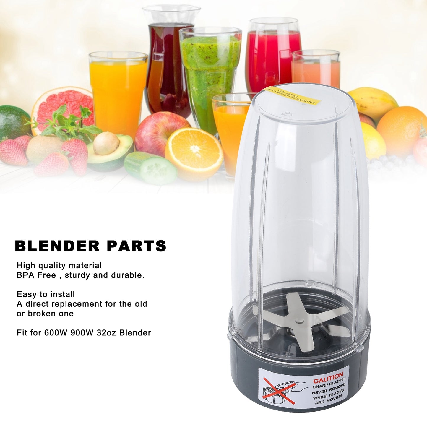 32OZ Juicer Machine Cup & Blade for 600W/900W Blender Replacement