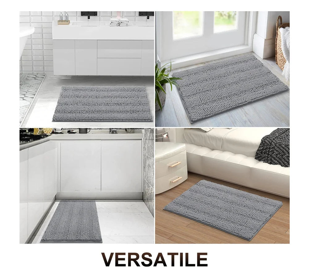 Non-Slip Chenille Bathroom Rug - Fluffy Shag Mat by Olanly