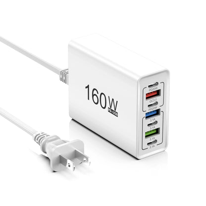 160W 6 Port USB Charger Fast Charging PD QC3.0 USB C Phone Charger USB Hub Adapter For iPhone Samsung Huawei Xiaomi Wall Charger