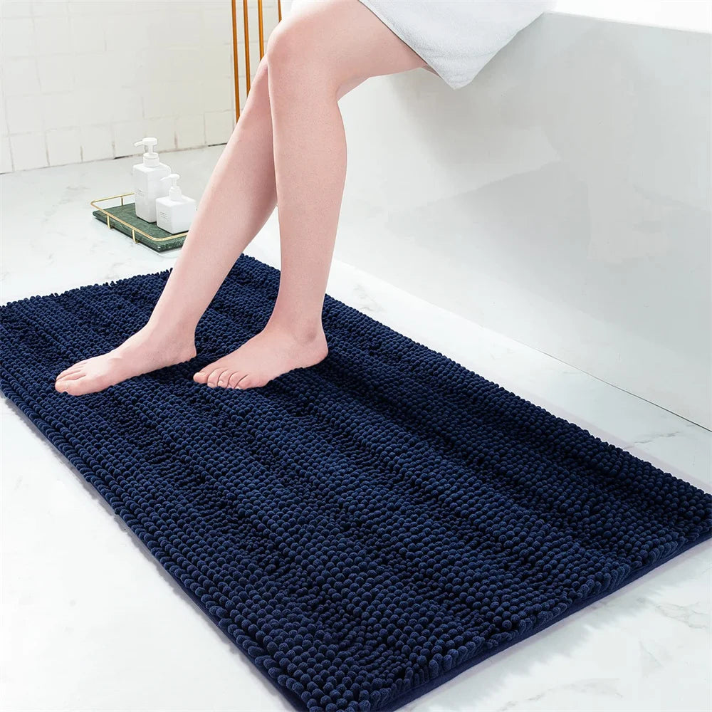 Non-Slip Chenille Bathroom Rug - Fluffy Shag Mat by Olanly