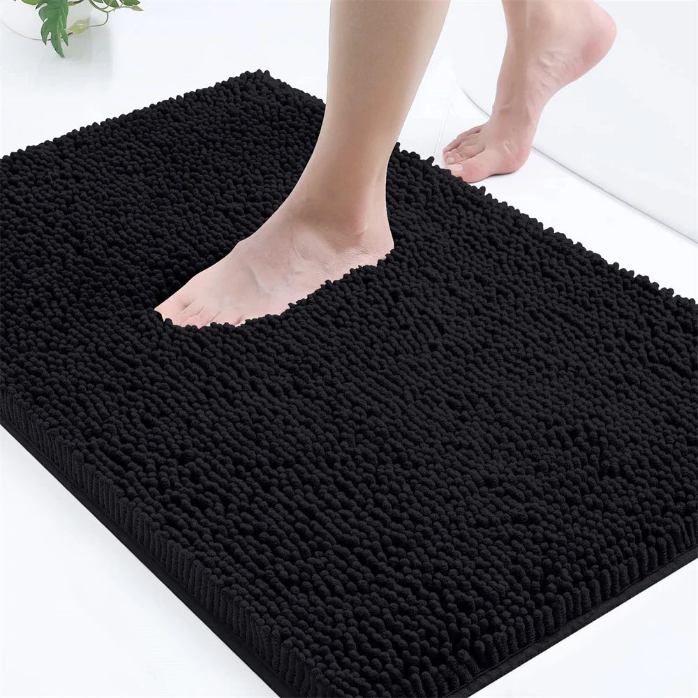 Non-Slip Chenille Bathroom Rug - Fluffy Shag Mat by Olanly