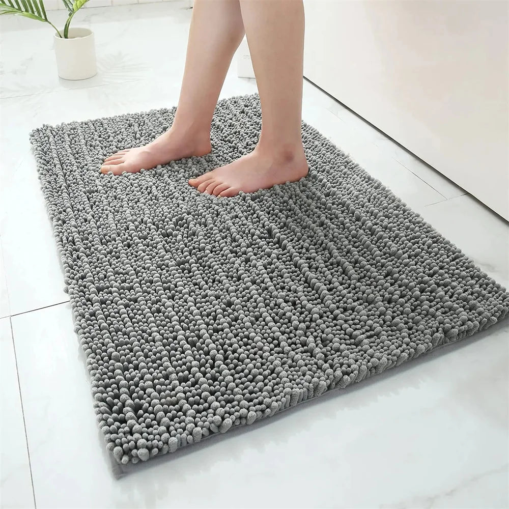 Non-Slip Chenille Bathroom Rug - Fluffy Shag Mat by Olanly