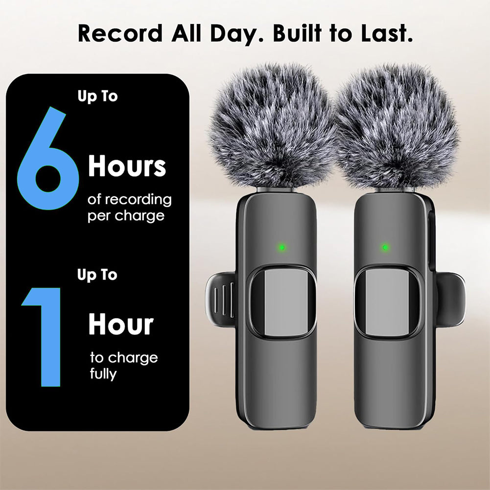 2.4G Mini Mic System: Noise Canceling for iPhone & Camera
