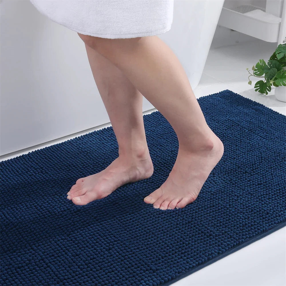 Non-Slip Chenille Bathroom Rug - Fluffy Shag Mat by Olanly