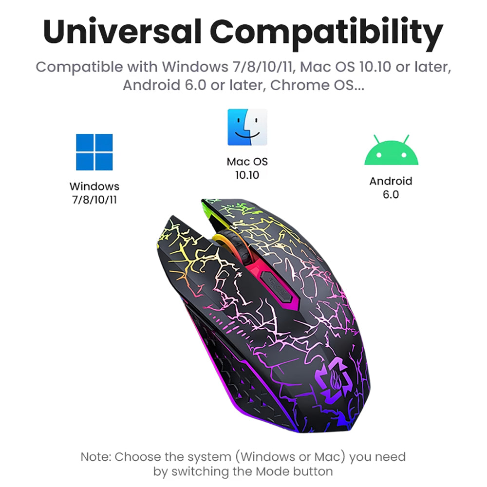 RGB Gaming Mouse Bluetooth 2.4G Wireless Ergonomic 1600DPI