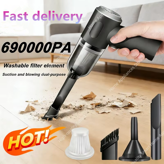 Wireless Car Vacuum 690000Pa - Quick Charge, Dual-Use Cleaner