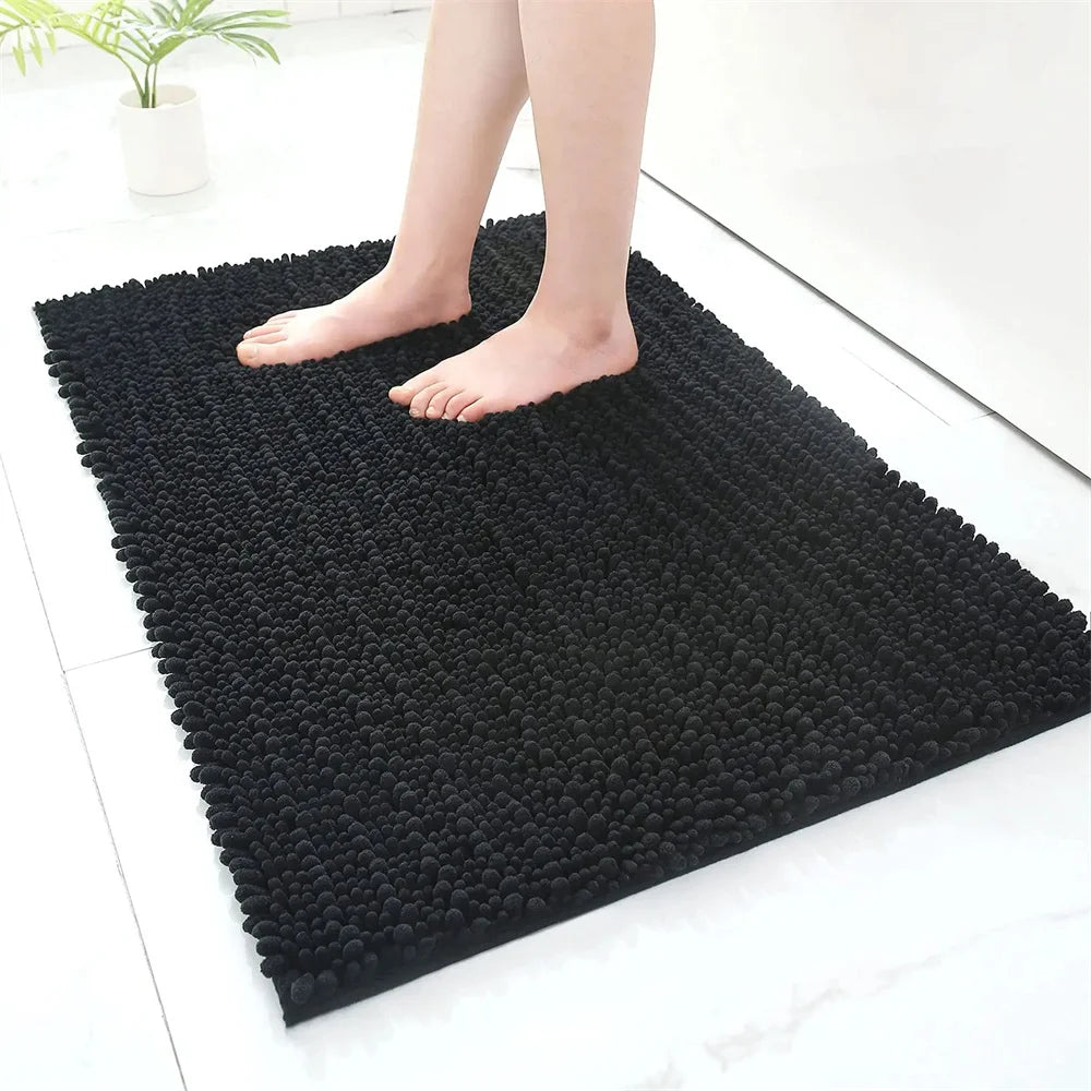 Non-Slip Chenille Bathroom Rug - Fluffy Shag Mat by Olanly