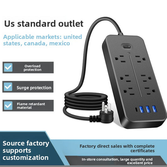 110V USB Power Strip Outlet Extender: Multi-Outlet Converter & Charger