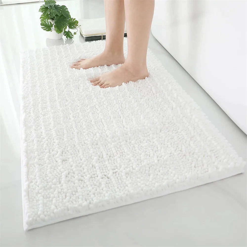 Non-Slip Chenille Bathroom Rug - Fluffy Shag Mat by Olanly