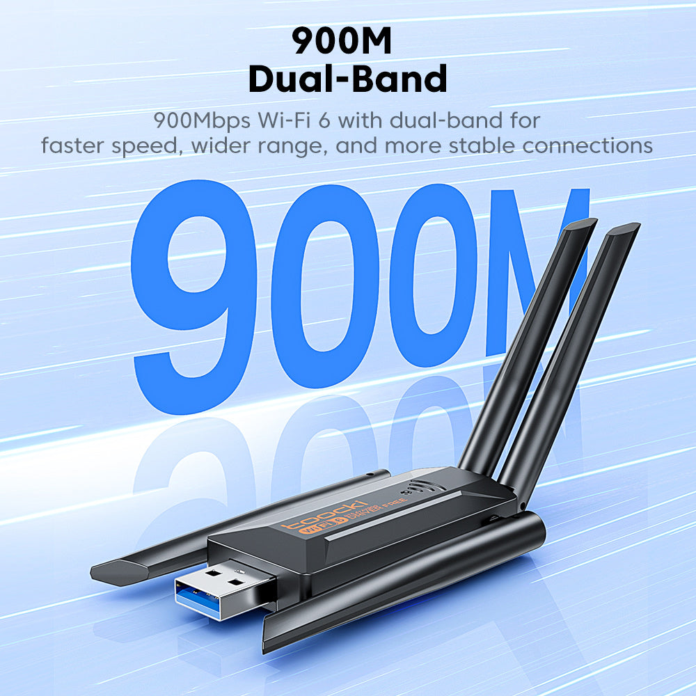 WiFi Adapter AX1300/AX900 Dual Band High-Gain Antennas