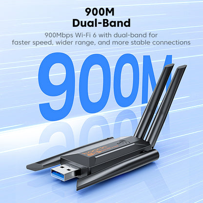 WiFi Adapter AX1300/AX900 Dual Band High-Gain Antennas