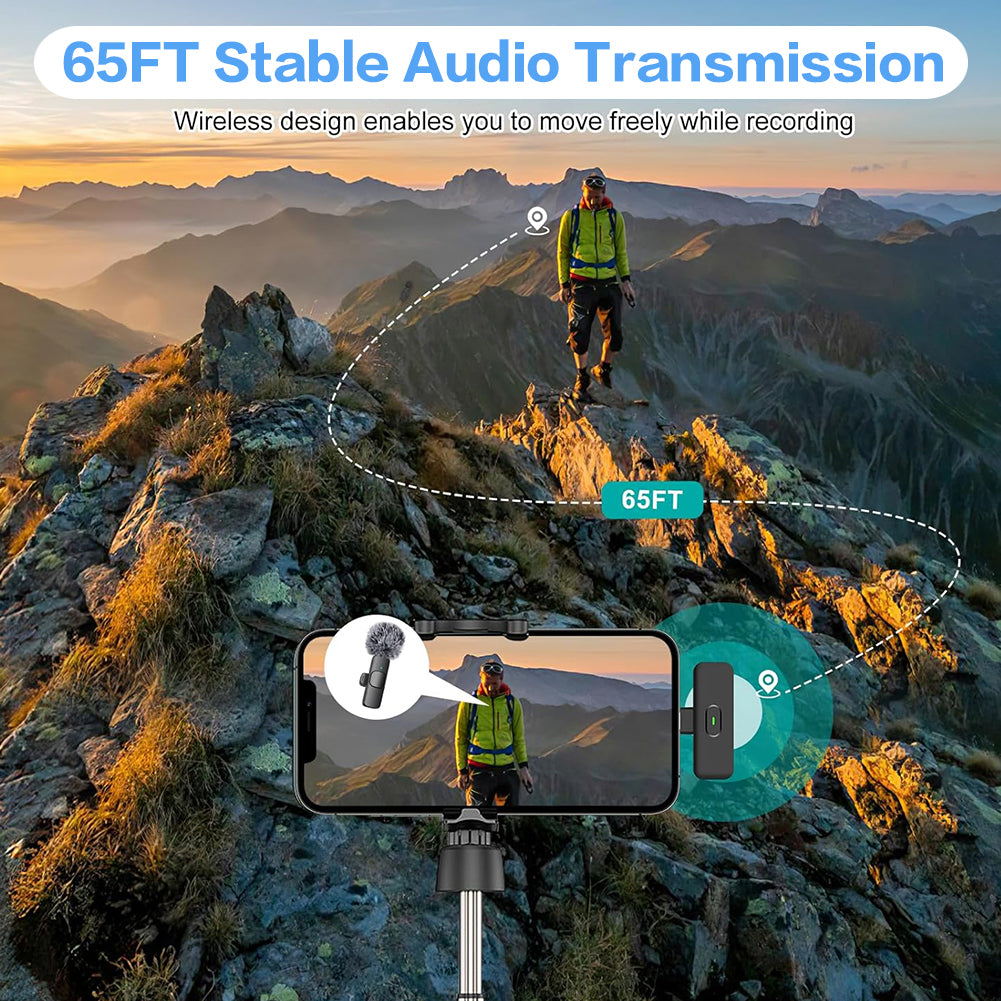 2.4G Mini Mic System: Noise Canceling for iPhone & Camera