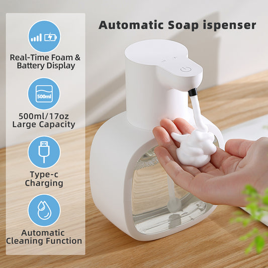 Automatic Soap Dispenser: Wall-Mount, Foam, 500ml, Rechargeable