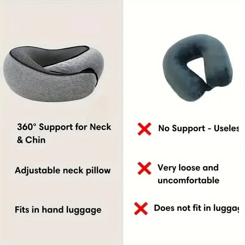 Memory Foam Travel Neck Pillow - Adjustable & Portable Comfort