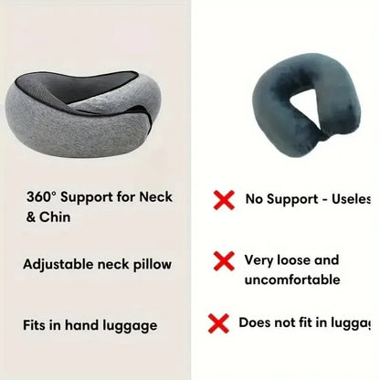 Memory Foam Travel Neck Pillow - Adjustable & Portable Comfort