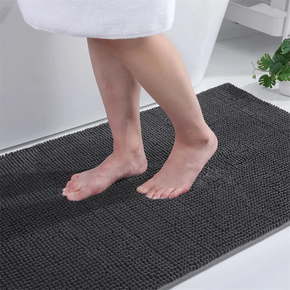 Non-Slip Chenille Bathroom Rug - Fluffy Shag Mat by Olanly