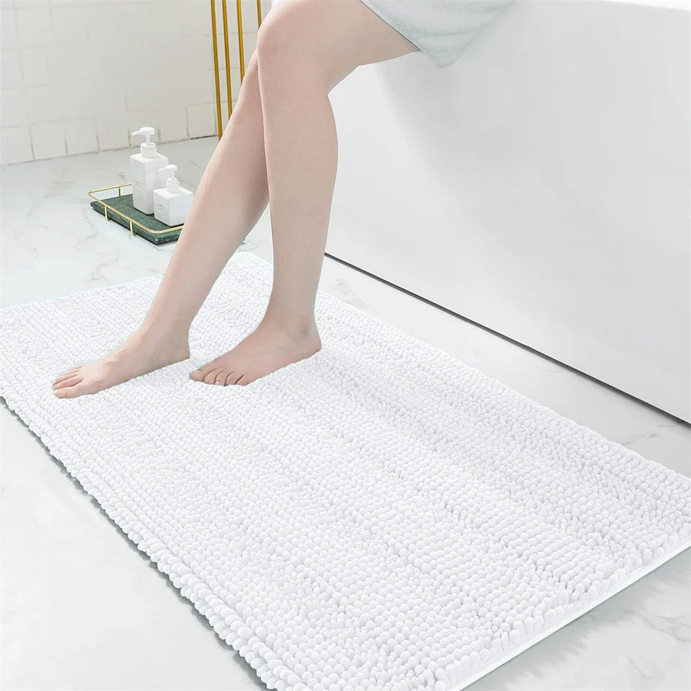 Non-Slip Chenille Bathroom Rug - Fluffy Shag Mat by Olanly