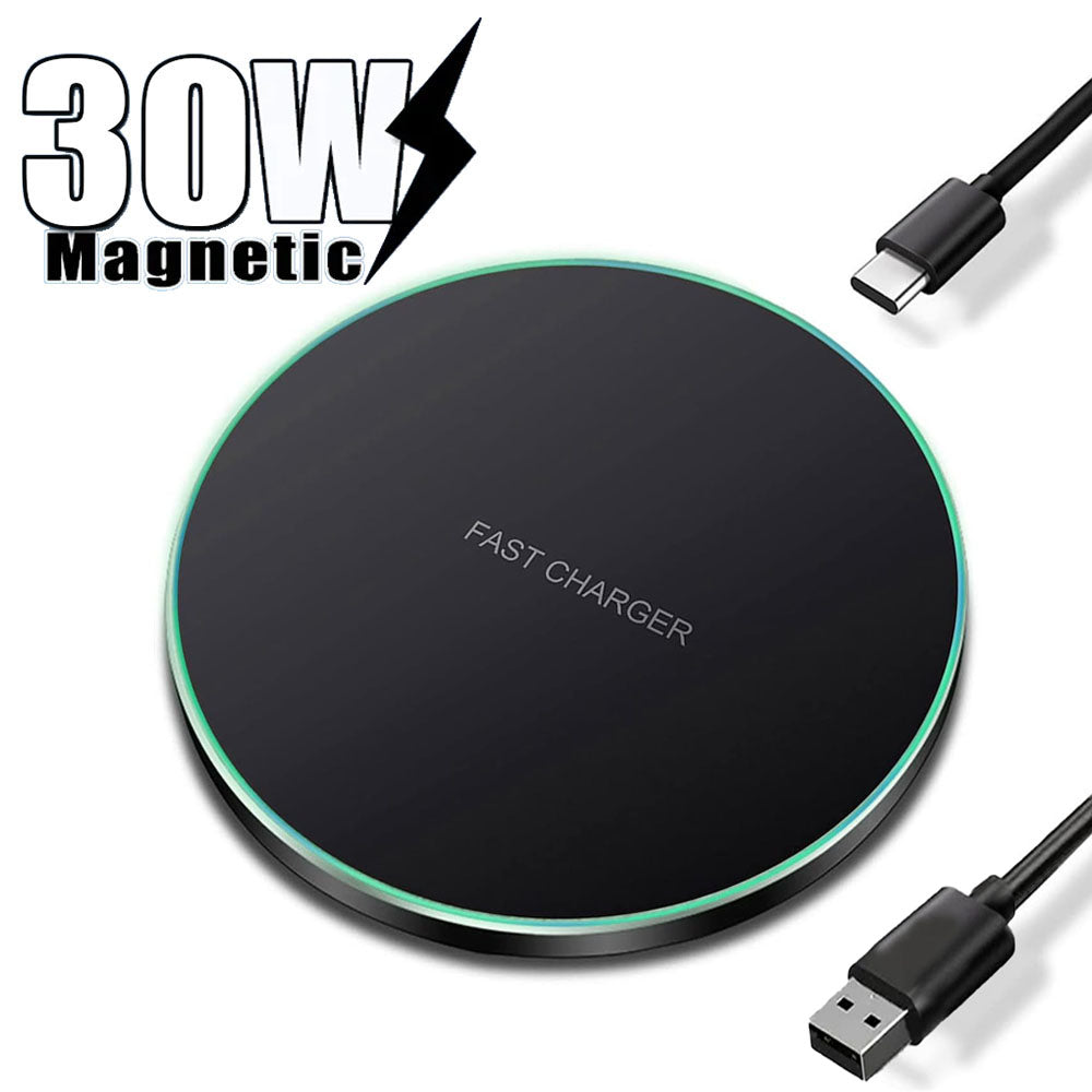 30W Wireless Charger Pad for iPhone 15 & Samsung Fast Charge