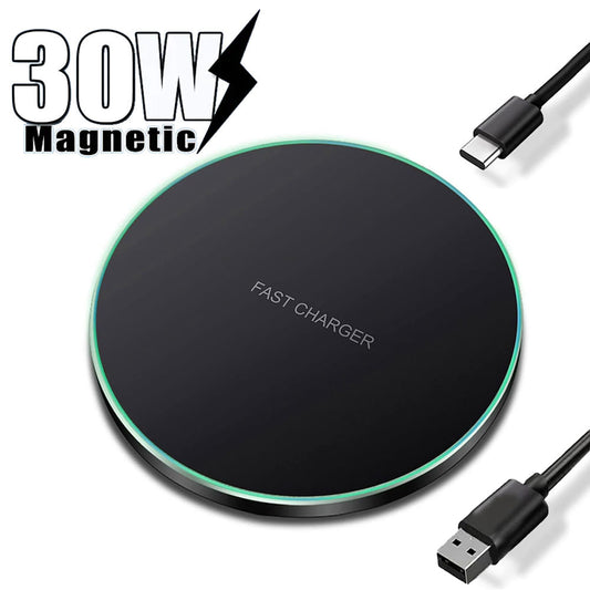30W Wireless Charger Pad for iPhone 15 & Samsung Fast Charge
