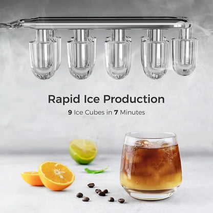 Portable Ice Maker 26Lbs/Day - 9 Bullet Ice in 7 Mins