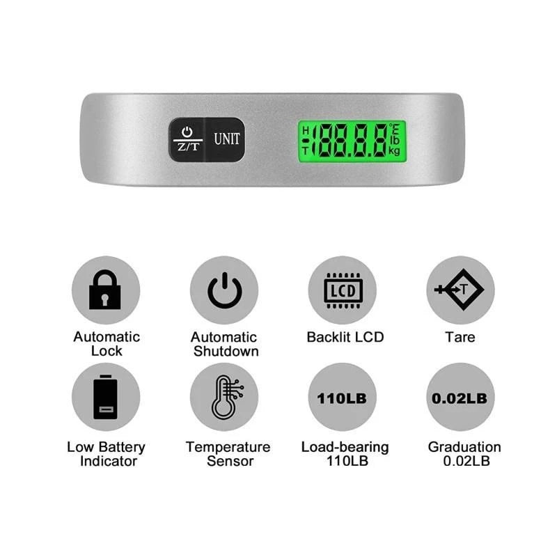 Luggage Scale - Digital LCD 110lb/50kg Portable Travel Weigher