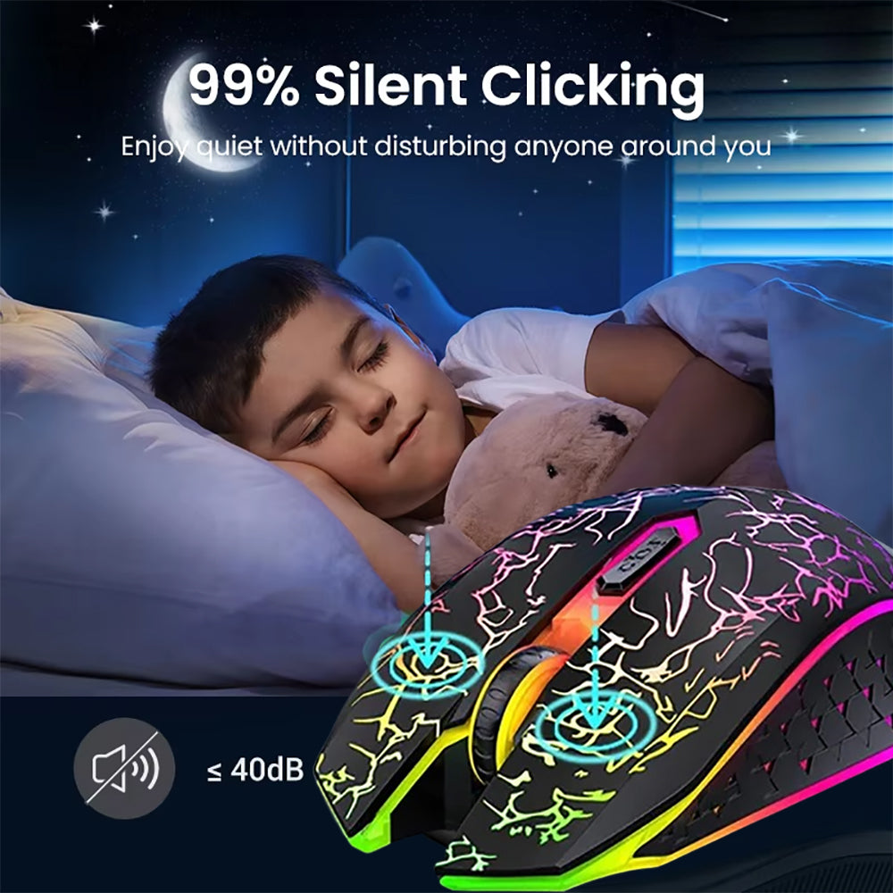 RGB Gaming Mouse Bluetooth 2.4G Wireless Ergonomic 1600DPI
